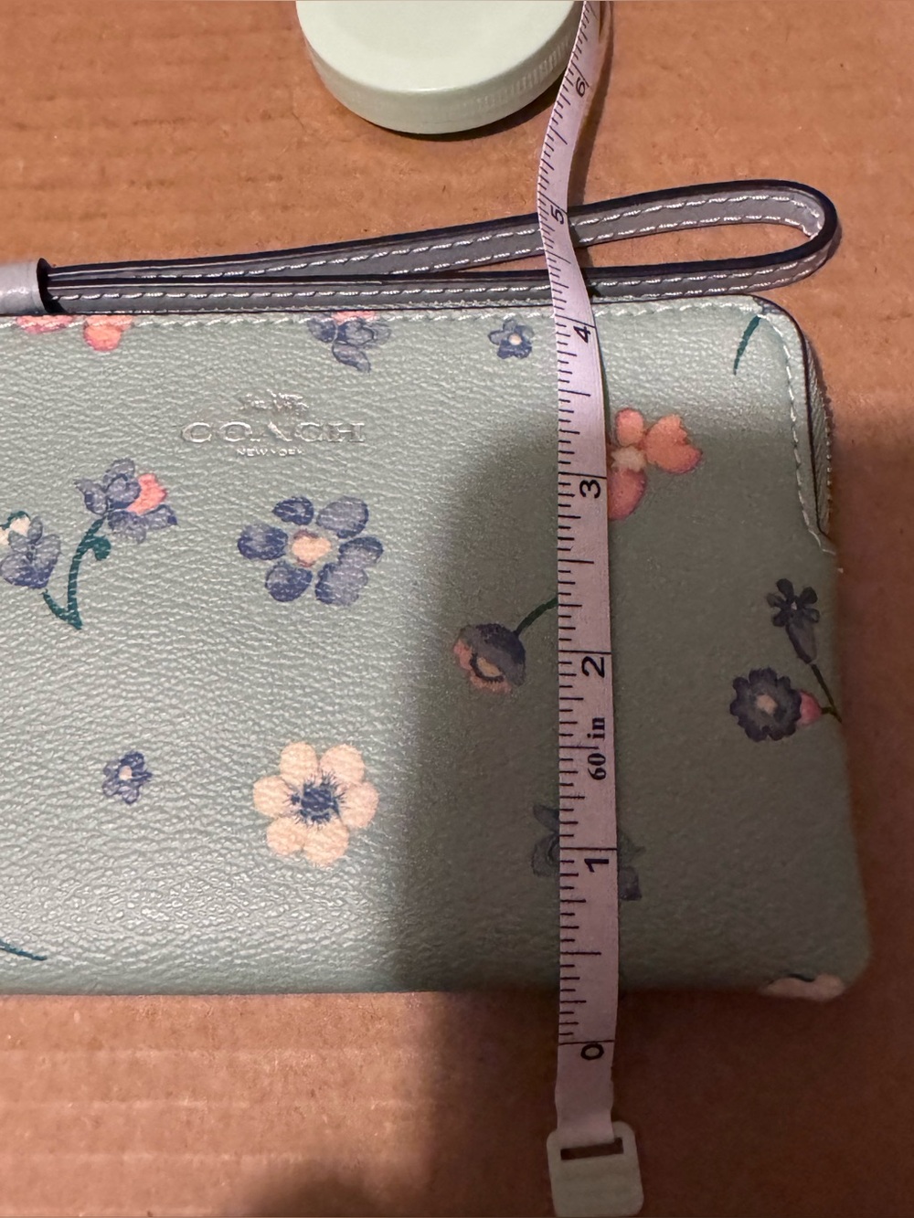 NWT Coach Corner Zip Wristlet Mystical Flower Print-Light Teal - Picture 4 of 8
